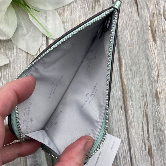 Kate Spade Lucy Metallic Small L-zip Wristlet Bag Wallet Purse - Picture 5 of 9